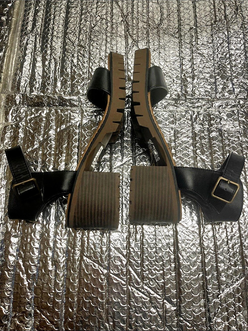 Pop  Road Trip Black Platform Sandals - Picture 6 of 12